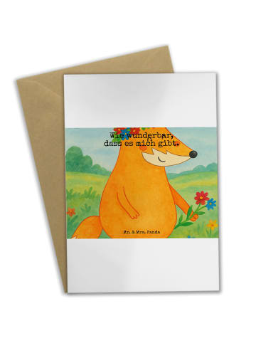 Mr. & Mrs. Panda babykarte Fuchs Blumen Design mit Spruch in Weiß