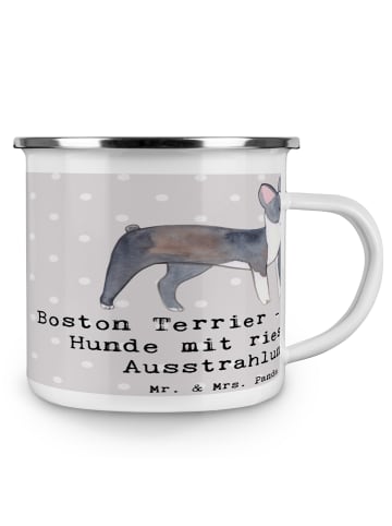 Mr. & Mrs. Panda Pott Boston Terrier mit Spruch in Grau Pastell