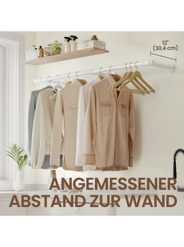 SONGMICS Wand‑Kleiderstange Dalson in Weiß - (B)170.1 x (H)7.1 x (T)30.5 cm