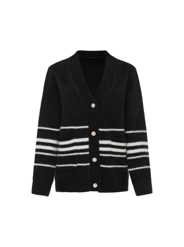 Sidona Women Cardigan in Black Offwhite