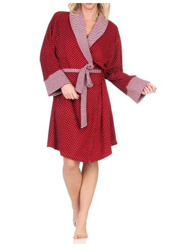 NORMANN Frottee Morgenmantel langarm Bündchen Tupfen Optik - 87802 in Allover