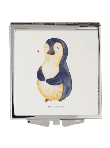 Mr. & Mrs. Panda Handtaschenspiegel quadratisch Pinguin Diät ohn... in Weiß