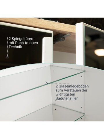 Fackelmann Spiegelschrank FINN in hellbraun-60(B)x75(H)x20,3(T)cm