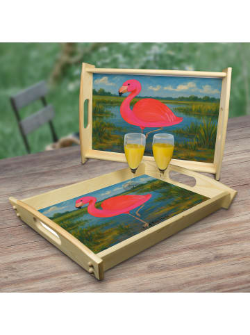 Mr. & Mrs. Panda Tablett Flamingo Classic Design ohne Spruch in Weiß