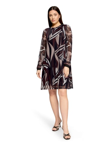 Betty Barclay Chiffonkleid langarm in Taupe/Black