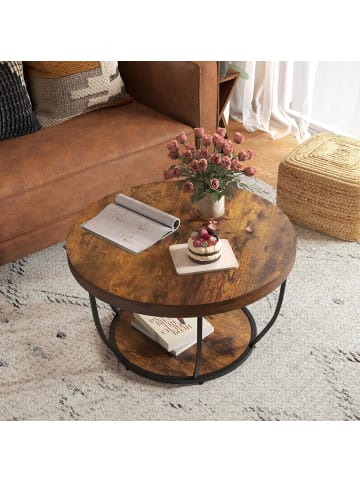 COSTWAY Couchtisch rund 80 x 45 cm in Braun