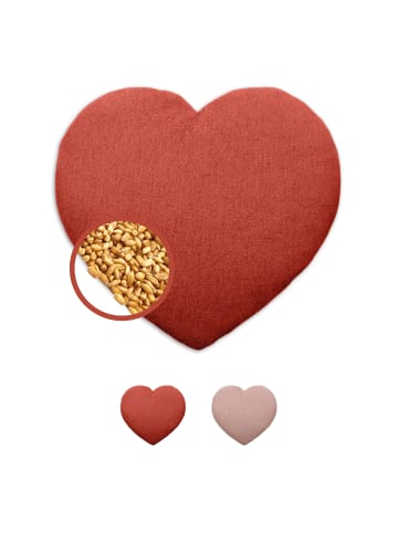 Leschi Wärmekissen 100 % Bio-Baumwolle, Körnerkissen "Herz" in Kaminrot