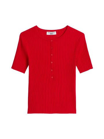 Marc O'Polo DENIM Feinstrick-Kurzarm-Pullover slim in Carmine Red
