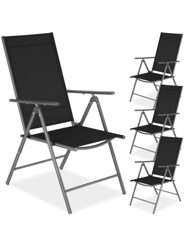 tectake klappbarer Terrassenstuhl mit Textilenem-Gewebe 54,5 x 65 x 107,5 cm