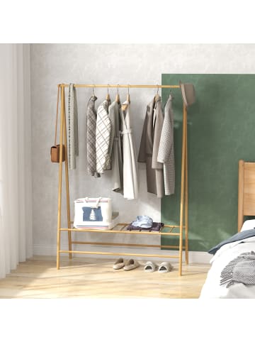 HOMCOM Garderobenständer-116L x 43,5B x 160H cm-Naturholz