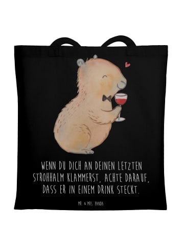 Mr. & Mrs. Panda Shopping Tasche Capybara Wein mit Spruch in Schwarz