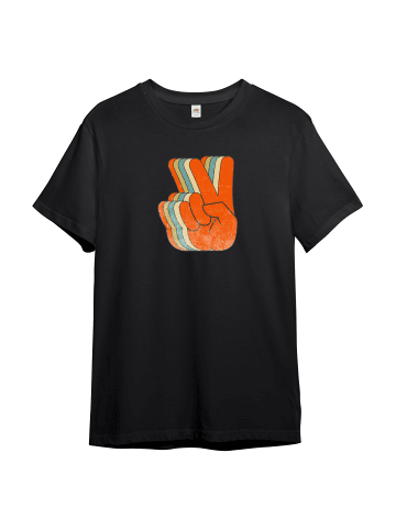 PAULGOS Herren T-Shirt, Retro PEACE in Schwarz