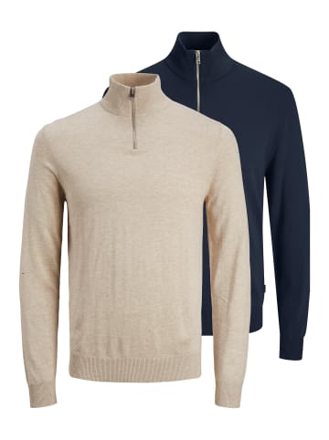 Jack & Jones Troyer Emil Knit in Dunkelblau / beige