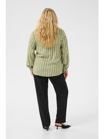 KAFFE curve Langarm-Bluse KCsida in Oil Green/ Moonstruck Stripe
