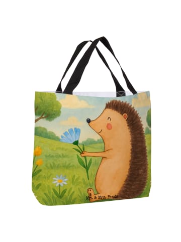 Mr. & Mrs. Panda Tote Bag Igel Blumen Design ohne Spruch in Weiß