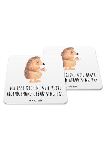 Mr. & Mrs. Panda Gläseruntersetzer Igel Kuchenstück mit Spruch in Weiß