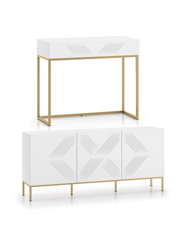 Feldmann-Wohnen Schlafzimmer-Set 2-teilig Clearing weiß / gold 262 / 40 / 78cm