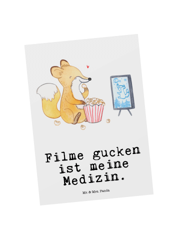 Mr. & Mrs. Panda Grußkarte Fuchs Filme gucken mit Spruch in Weiß