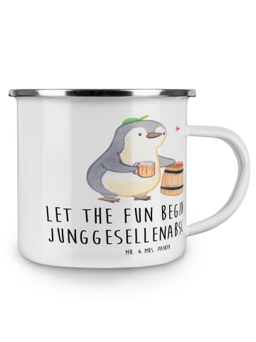 Mr. & Mrs. Panda Emaille Tasse Junggesellenabschied Spaß mit Spruch in Weiß