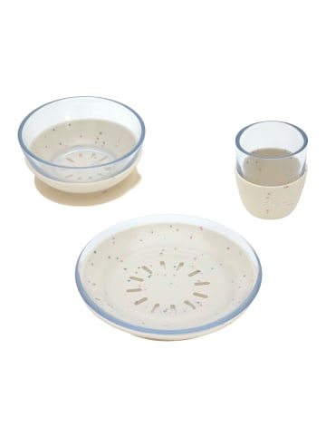 Lässig 3er Set Kindergeschirr-Set mit Silikonuntersatz in Beige