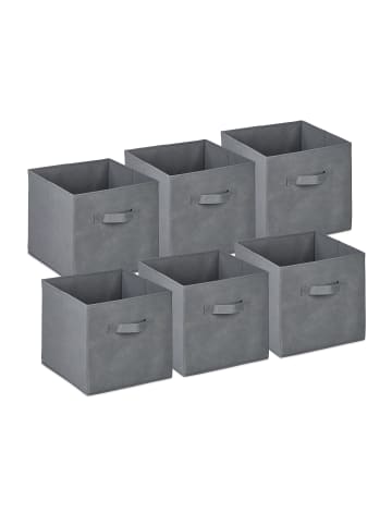 relaxdays 6 x Aufbewahrungsbox in Hellgrau - (B)28 x (H)26,5 x (T)28 cm