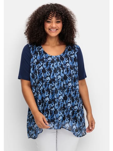 sheego Blusenshirt in marine-gemustert