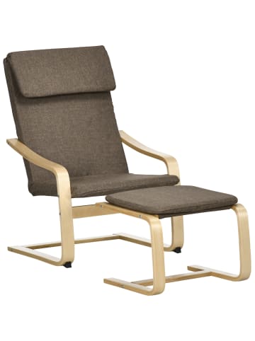 HOMCOM Relaxsessel mit Hocker-66,5B x 80T x 99H cm-Braun