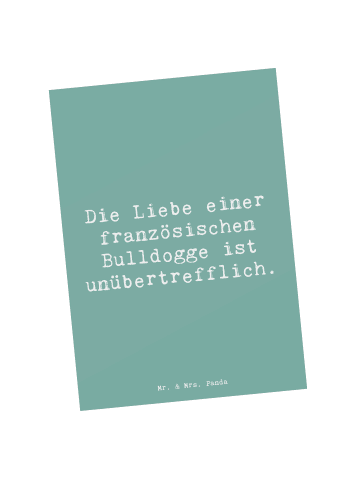 Mr. & Mrs. Panda Postkarte Spruch Französische Bulldogge Liebe m... in Meeresbrise
