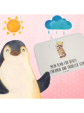 Mr. & Mrs. Panda Duschmatte Waschbär mit Spruch in Weiß
