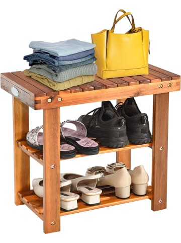 COSTWAY Schuhregal mit Sitzbank 50x28x45cm in Braun