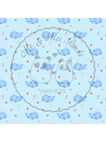 Mr. & Mrs. Panda Kuschel Kissen Wal Konfetti ohne Spruch in Blau