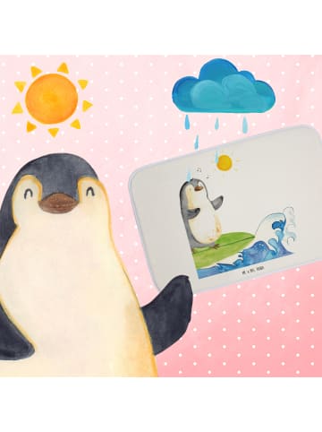 Mr. & Mrs. Panda Badezimmermatte Pinguin Surfer ohne Spruch in Weiß