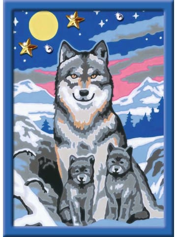 Ravensburger Ravensburger CreArt, Malen nach Zahlen Kinder - Süße Wolfsfamilie in bunt