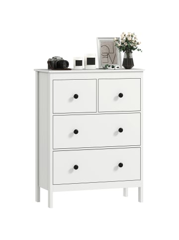 HOMCOM Kommode-74L x 35B x 97H cm-Weiß