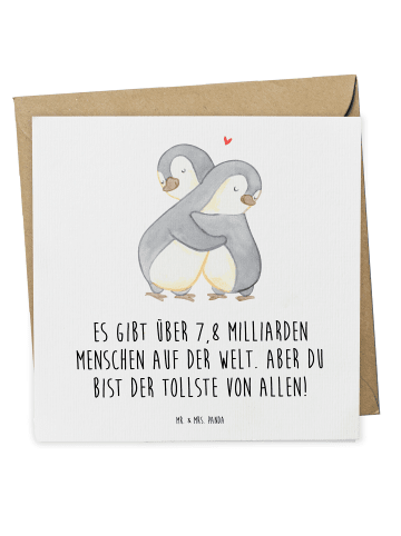 Mr. & Mrs. Panda Deluxe Karte Pinguine Kuscheln mit Spruch in Weiß