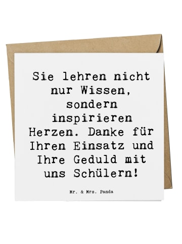 Mr. & Mrs. Panda Einladungskarte Spruch Danke Lehrer mit Spruch in Weiß