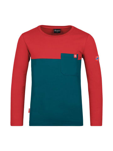 Trollkids Longsleeve "Bergen" in Petrolblau/Rot