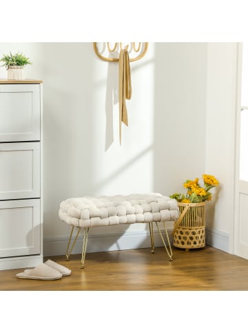 HOMCOM Sitzhocker-76L x 38B x 41,5H cm-Cremeweiß