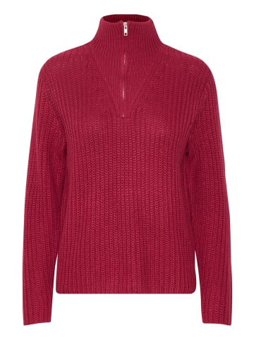 b.young Grobstrick Pullover Troyer Sweater mit Reißverschluss Kragen in Rot