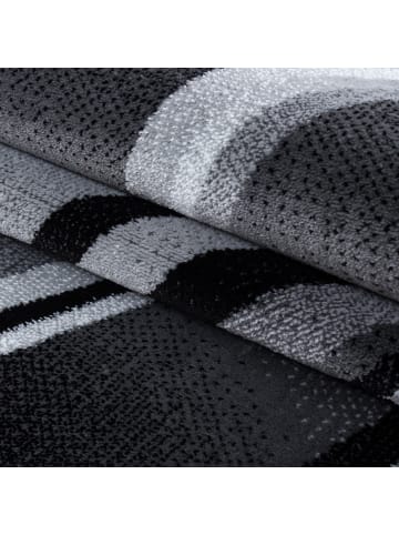 KADIMA DESIGN Teppich Kurzflor Waschbar Wellen DRAU Strapazierfähig OEKO-TEX in Schwarz