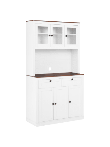 Beliani Vitrine PIMBA in Weiß/Braun - (W) 100 x (H) 180 x (L) 40 cm