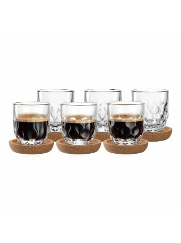 LEONARDO 6er Set Espressogläser mit Untersetzer Gocce 60 ml in transparent