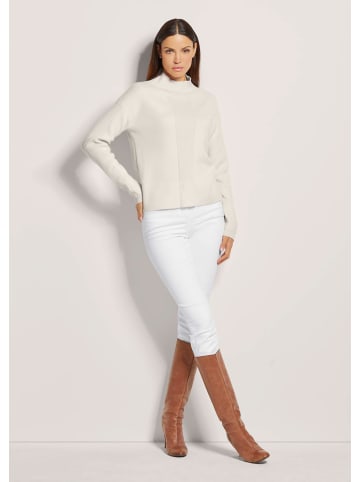 MADELEINE Kaschmir-Pullover mit Pointelle-Muster in wollweiß