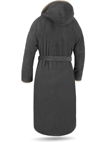 normani Unisex Baumwoll-Bademantel Rob in Schwarz/Beige