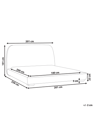 Beliani Doppelbett ROISEL in Beige/Schwarz - (W) 201 x (H) 101 x (L) 226 cm