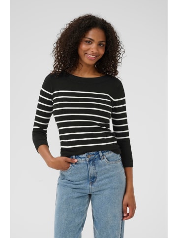 Kaffe Strickpullover KAlizza Tight fit in Black w. Chalk Stripe
