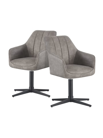 DUBI Möbel 2er-Set: Drehstuhl THOMAS-NIKA in Wildleder-Grau - (B)57 x (H)85 x  (T)62 cm