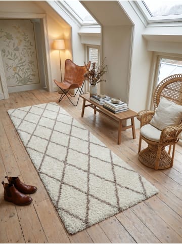 KADIMA DESIGN Teppich Hochflor Shaggy Geometrisch Polypropylen Wohnzimmer in Creme