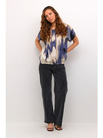 Kaffe Kurzarm-Bluse KAbeathe Loose fit in Blue Abstract Print