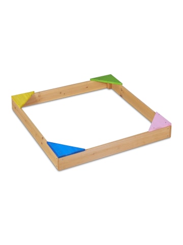 relaxdays Sandkasten in Natur - (B)90 x (H)11,5 x (T)90 cm